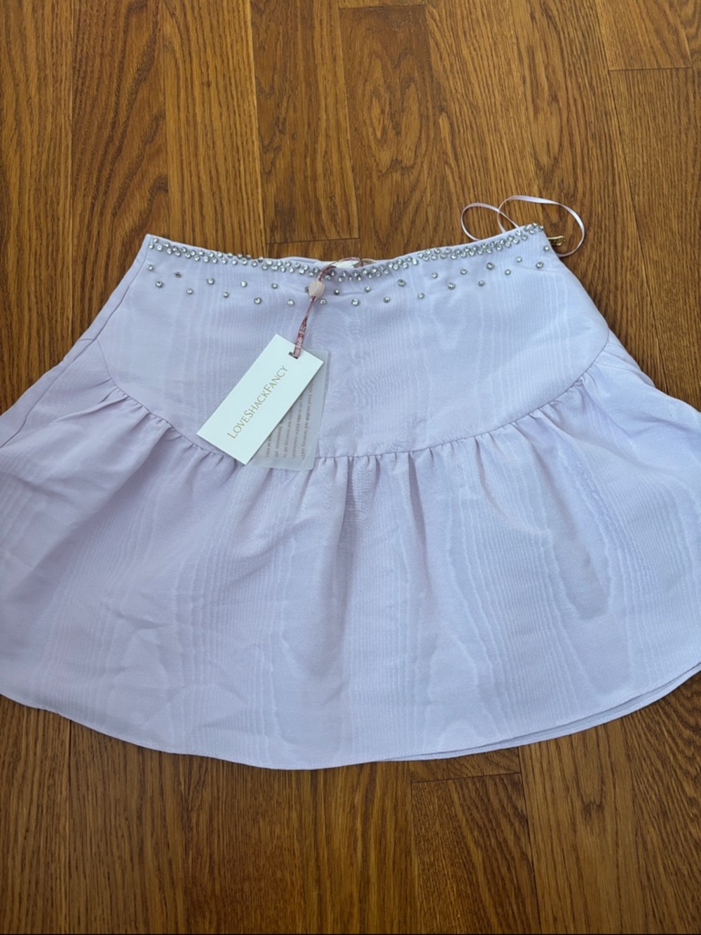 LoveShackFancy Lilac Embellished Lively Mini Skirt size 0 $345